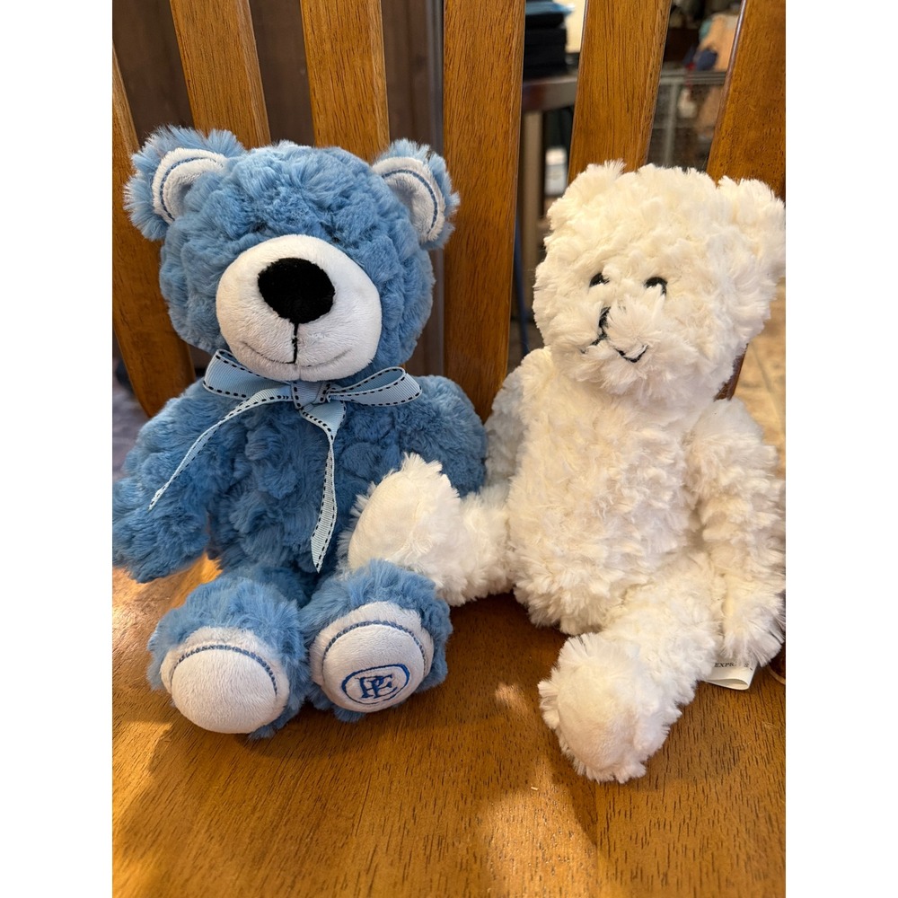 The Polar Express White Plush Teddy Bear Curly Faux Fur Christmas Holiday Toy